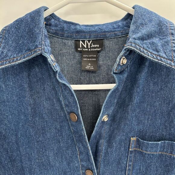 Vtg New York & Company Denim Dress Button Down Y2K 90s Style Size 4 - Picture 5 of 8